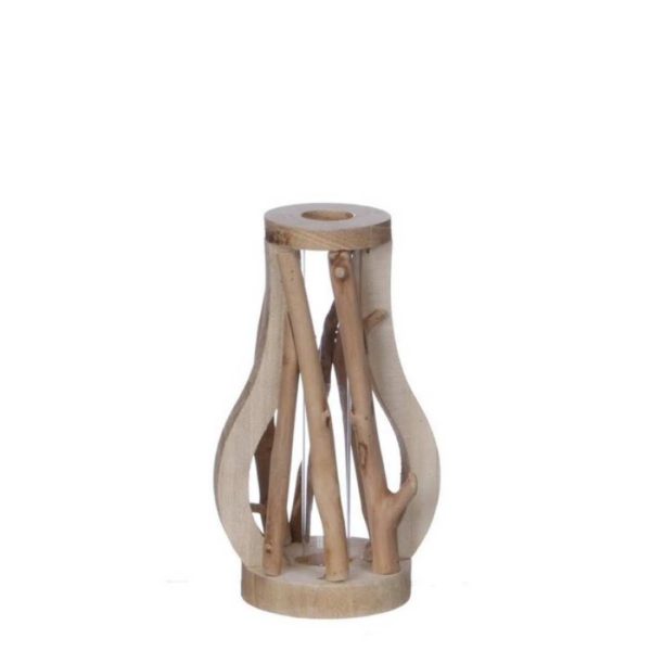 VASO PORTA FIORE IN LEGNO H 15.5 CM