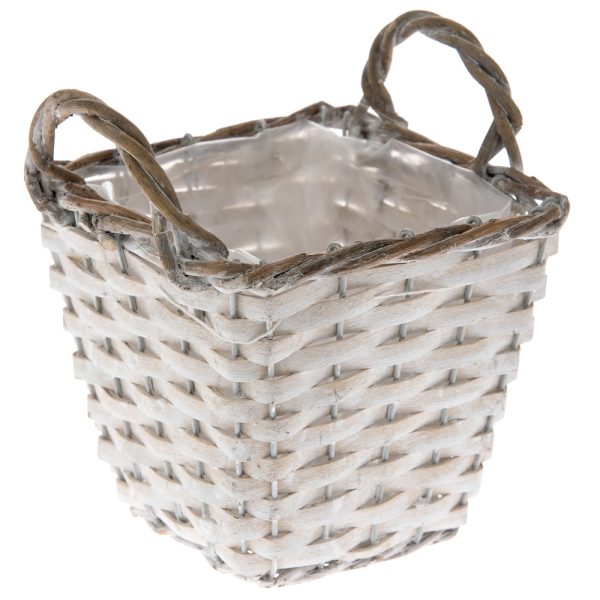 VASO VIMINI BIANCO QUADRO CM 14